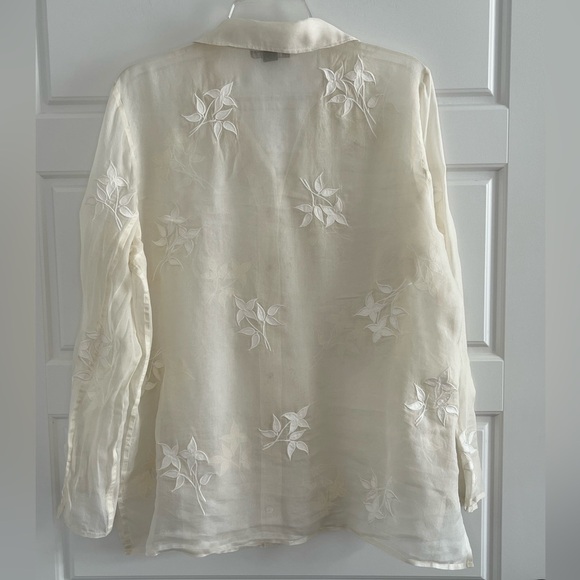 Kate Hill Woman 100% Silk Sheer Floral Romantic Long Sleeve Blouse Size 16W - Picture 7 of 13